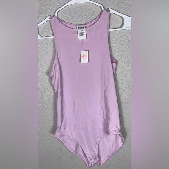 Victoria's Secret Pink High Neck Tank Top T-shirt Bodysuit Purple NWT XSMALL - Picture 2 of 5